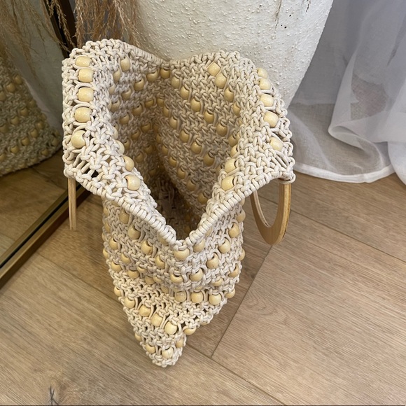 LAST2 • Cabo Ready Beaded Wooden Tote Handbag - Picture 6 of 14